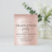 2022卒業パーティーグリッターバラ金ゴールド赤面ピンク ポストカード (スタンド正面)