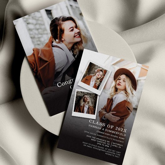 2022卒業パーティー4枚の写真モダン卒業 招待状