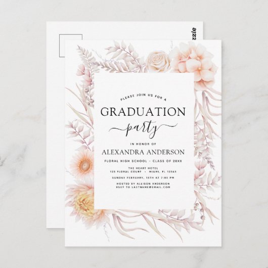 2022卒業ボホシック埃っぽいピンクの砂漠インビタ ポストカード (正面/裏面)