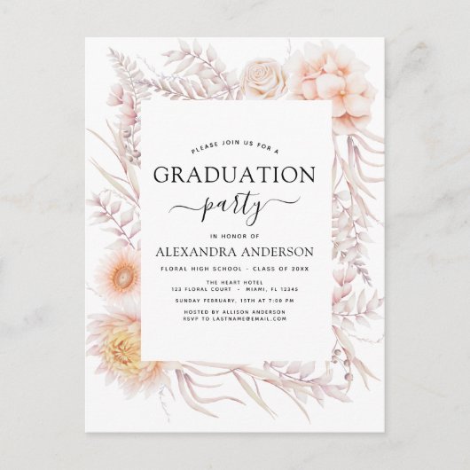 2022卒業ボホシック埃っぽいピンクの砂漠インビタ ポストカード (正面)