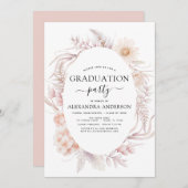 2022卒業ボホシック埃っぽいピンクの砂漠インビタ 招待状 (正面/裏面)