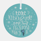 2022吸がはい買車のおもしろい青の形見 ガラスオーナメント (裏面)