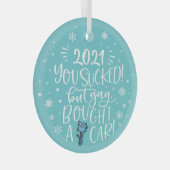 2022吸がはい買車のおもしろい青の形見 ガラスオーナメント (正面右)