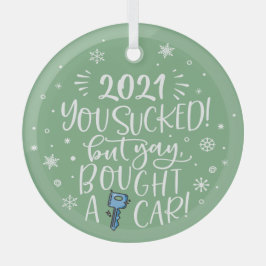2022吸が買、はい車のおもしろい緑のキープサケ ガラスオーナメント