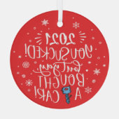 2022吸が、はい買車のおもしろい赤い記念に ガラスオーナメント (裏面)