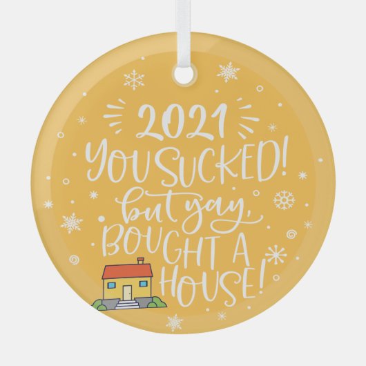 2022吸が、家の買おもしろいを保存する ガラスオーナメント (正面)