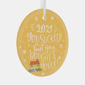 2022吸が、家の買おもしろいを保存する ガラスオーナメント (正面右)