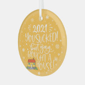 2022吸が、家の買おもしろいを保存する ガラスオーナメント (正面左)