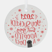 2022吸年が犬のおもしろい白形酒を採用 ガラスオーナメント (裏面)