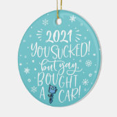 2022吸買が車のおもしろいの青い写真名 セラミックオーナメント (左)