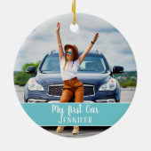2022吸買が車のおもしろいの青い写真名 セラミックオーナメント (裏面)