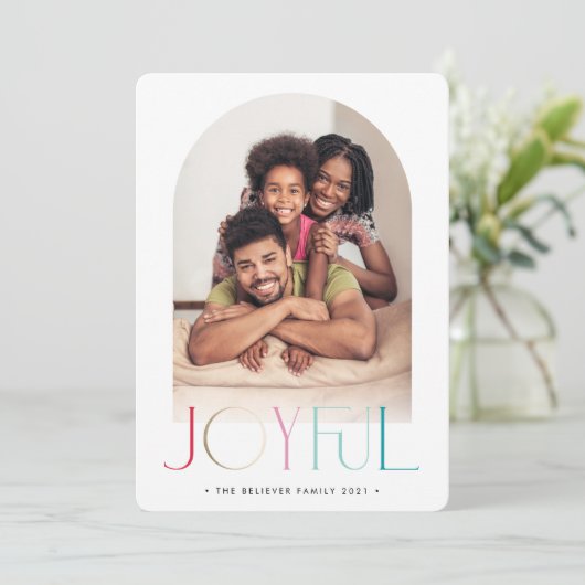 2022家族の写真ミニマルなアーチJOYFULカラー 案内状 (スタンド正面)