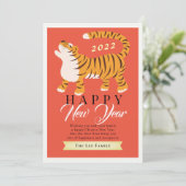 2022寅年中華民国お正月 赤いホリデーカード 招待状 (スタンド正面)