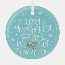 2022年だ吸が、はい我々は得おもしろい婚約したキープ ガラスオーナメント