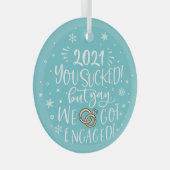 2022年だ吸が、はい我々は得おもしろい婚約したキープ ガラスオーナメント (正面右)