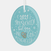 2022年だ吸が、はい我々は得おもしろい婚約したキープ ガラスオーナメント (正面左)