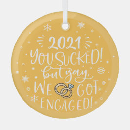 2022年だ吸が、はい我々は得おもしろい婚約したキープ ガラスオーナメント