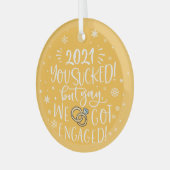 2022年だ吸が、はい我々は得おもしろい婚約したキープ ガラスオーナメント (正面左)