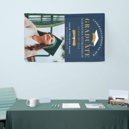 2022年のクラス写真撮影金ゴールドブラック卒業 横断幕 (トレードショー)