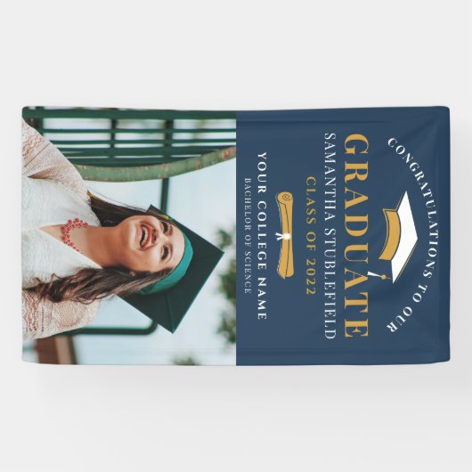 2022年のクラス写真撮影金ゴールドブラック卒業 横断幕 (横)