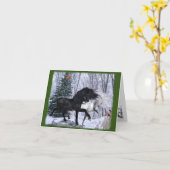 2022年のクリスマスの馬たち カード (黄色い花)