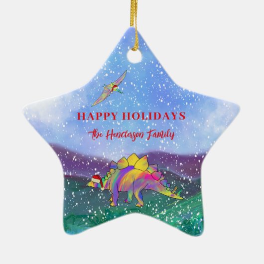 2022年のクリスマスパーソナライズされた恐竜の写真 セラミックオーナメント (裏面)