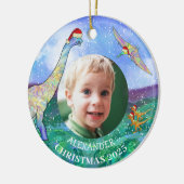 2022年のクリスマスパーソナライズされた恐竜の写真 セラミックオーナメント (左)