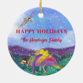 2022年のクリスマスパーソナライズされた恐竜の写真 セラミックオーナメント (裏面)