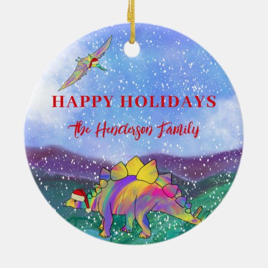2022年のクリスマスパーソナライズされた恐竜の写真 セラミックオーナメント (裏面)