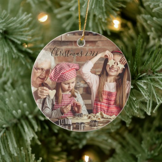 2022年のクリスマス　2つの写真 セラミックオーナメント (ツリー)
