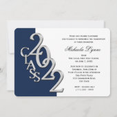 2022年のシルバーとブルーの卒業写真 招待状 (裏面)