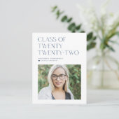 2022年のブルーミニマリストクラス写真卒業 案内ポストカード (スタンド正面)