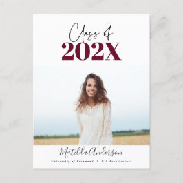 2022年のモダンバーガンディ・スクリプト・グラッド写真クラス ポストカード