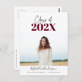 2022年のモダンバーガンディ・スクリプト・グラッド写真クラス ポストカード (正面/裏面)