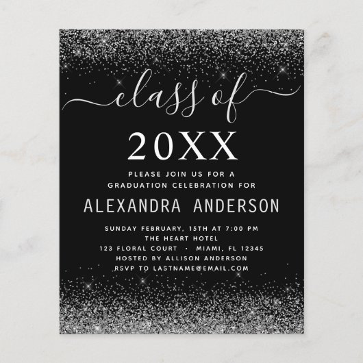 2022年の予算クラス写真卒業シルバーブラック チラシ (正面)