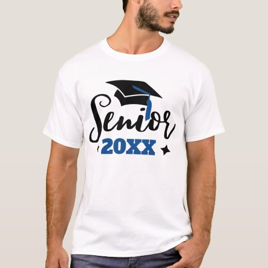 2022年の卒業のシニア・クラスのブラックブルー Tシャツ (正面)