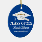 2022年の卒業式キャットネイビーブルー金ゴールドクラス写真 セラミックオーナメント (右)