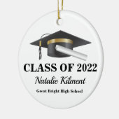 2022年の卒業式キャップブラックと金ゴールドクラス写真 セラミックオーナメント (左)