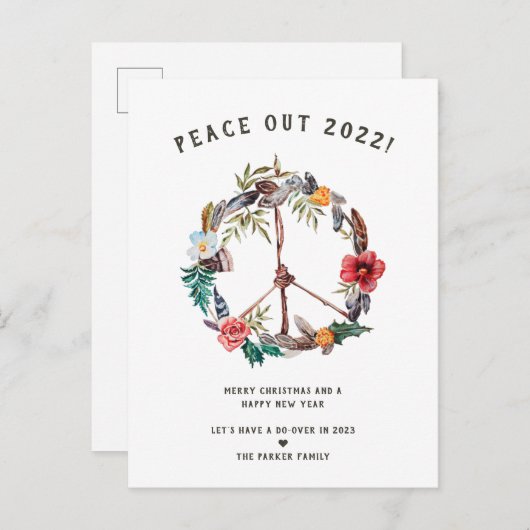 2022年の平和 |ボーフローラ新年のリース ポストカード (正面/裏面)
