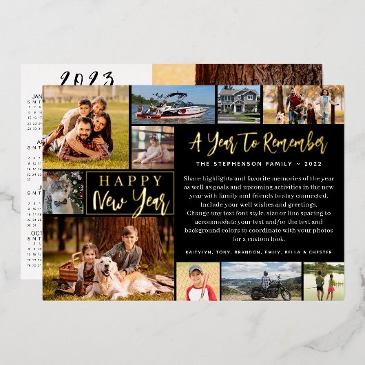 2022年の振り返り 11枚の写真 2023カレンダー 箔シーズンカード (正面/裏面)