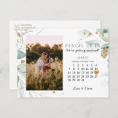 2022年の日付威厳があるの植物学的なエレガント金ゴールド ポストカード (正面/裏面)