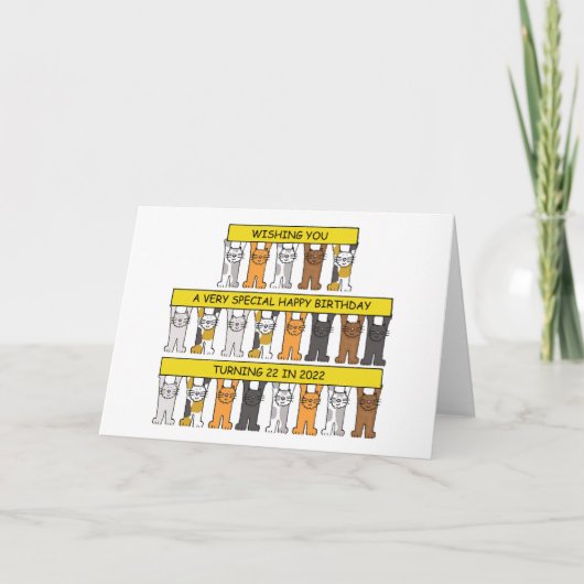 2022年の誕生日22回目を迎えた猫マンガ カード (正面)