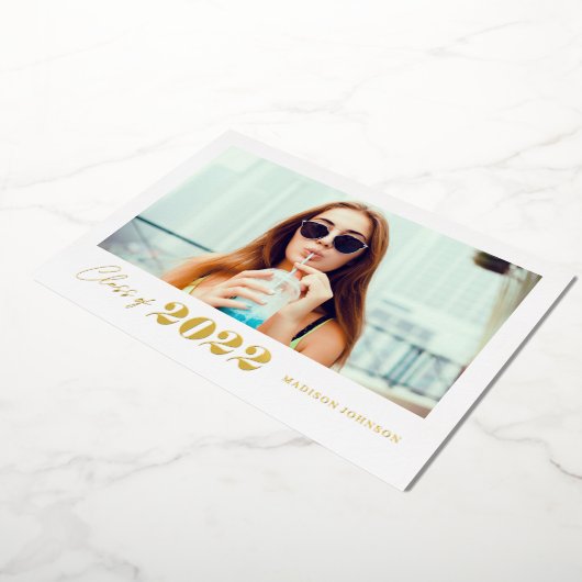 2022年はっきりした写真金ゴールドのType Class 箔招待状 (回転した状態)