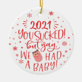 2022年は最悪だったけど、娘の写真 セラミックオーナメント (正面)