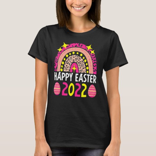 2022年イースター レインボー かわいい 2022年イースター Tシャツ (正面)
