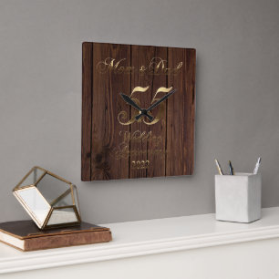 2022年エメラルド結婚55周年記念の両親 スクエア壁時計