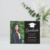 2022年エレガント卒業写真黒金ゴールド ポストカード (スタンド正面)