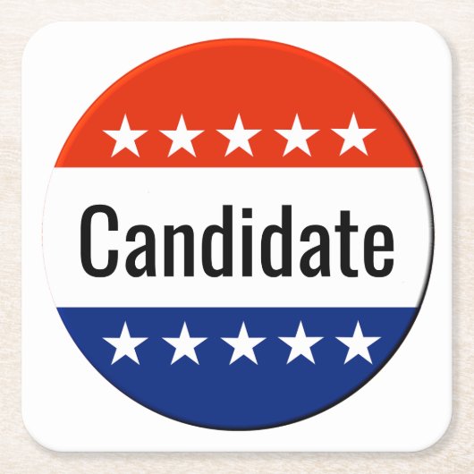 2022年カスタム選挙候補者 スクエアペーパーコースター (正面)