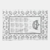 2022年カレンダークイーンズシルバークラウンティアラスハート キッチンタオル (横)