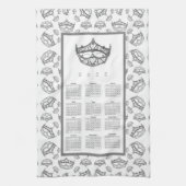 2022年カレンダークイーンズシルバークラウンティアラスハート キッチンタオル (縦)